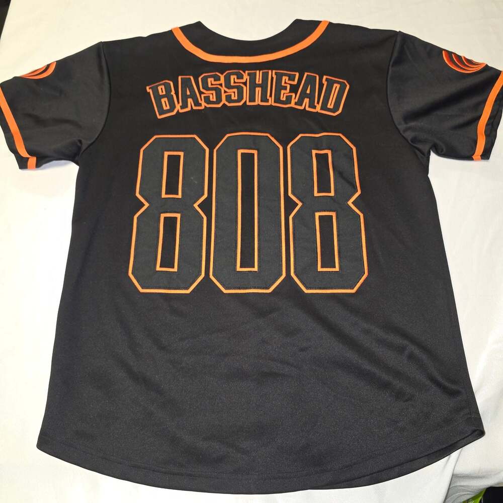 Bassnectar Basshead Baseball Jersey Black Orange Button-up 808 men's medium